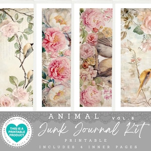 Animal Junk Journal Kit |  Printable Papers |Tags | Ephemera |Paper Craft |Envelopes |Cards |Tags |Scrapbooking Supplies |PDF-JPG