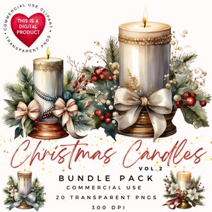 Kerzen Clipart | Weihnachten Winter PNG | Hochwertige JPGs |  Velas de Navidad | Junk Journal | Scrapbooking| Kommerzielle Nutzung