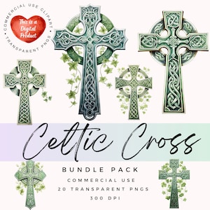 Clipart Keltisch kruis| Groen Iers | St. Patrick's Day | Religieuze clipart | Keltische kunst | PNG's van hoge kwaliteit | Scrapbooking | Junkjournaal | Collage