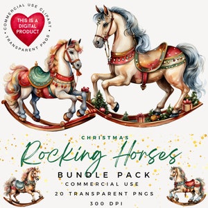 Rocking Horse Clipart | Christmas Rocking Horse | Caballo Mecedor | Antique Rocking Horse | Watercolor Horse | Transparent Background | PNG
