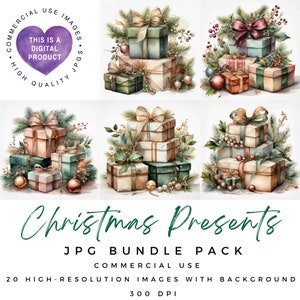 Clipart di regali di Natale / Clipart di Natale / Regali di Natale / JPG di alta qualità / Regalos de Navidad / Junk Journal / Scrapbooking