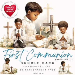 Clipart garçon première communion | Clipart religieux | PNG de haute qualité | Scrapbooking | Créations en papier | Journal indésirable | Éphémères religieux