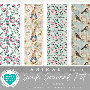 Animal Junk Journal Kit | Printable Patterns| Printable Papers |Tags | Ephemera |Paper Craft |Cards |Tags |Scrapbooking Supplies |PDF-JPG
