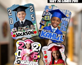 Customizable Kids Graduation Fan Template | DIY Printable Grad Fan | Editable in Canva | Graduation Ceremony Favor | Fan Templates for Kids