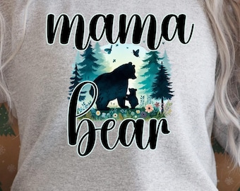 PNG-ontwerp Mama Bear | Digitale download | Leuk, op de natuur geïnspireerd ontwerp voor sublimatie en handwerk | Digitale download | Cadeau-idee voor Moederdag