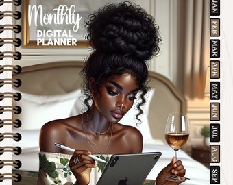 Monthly Digital Planner, Digital Planner PDF with hyperlinks