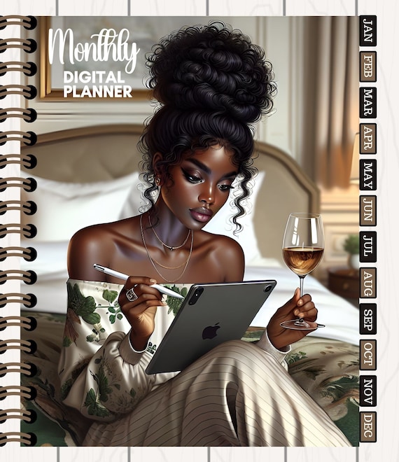 Undated Monthly Digital Planner | Hyperlinked Interactive PDF