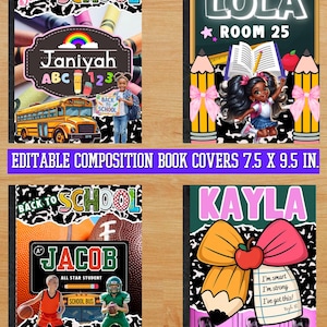 Editable School Composition Book Cover Designs: Instant Download