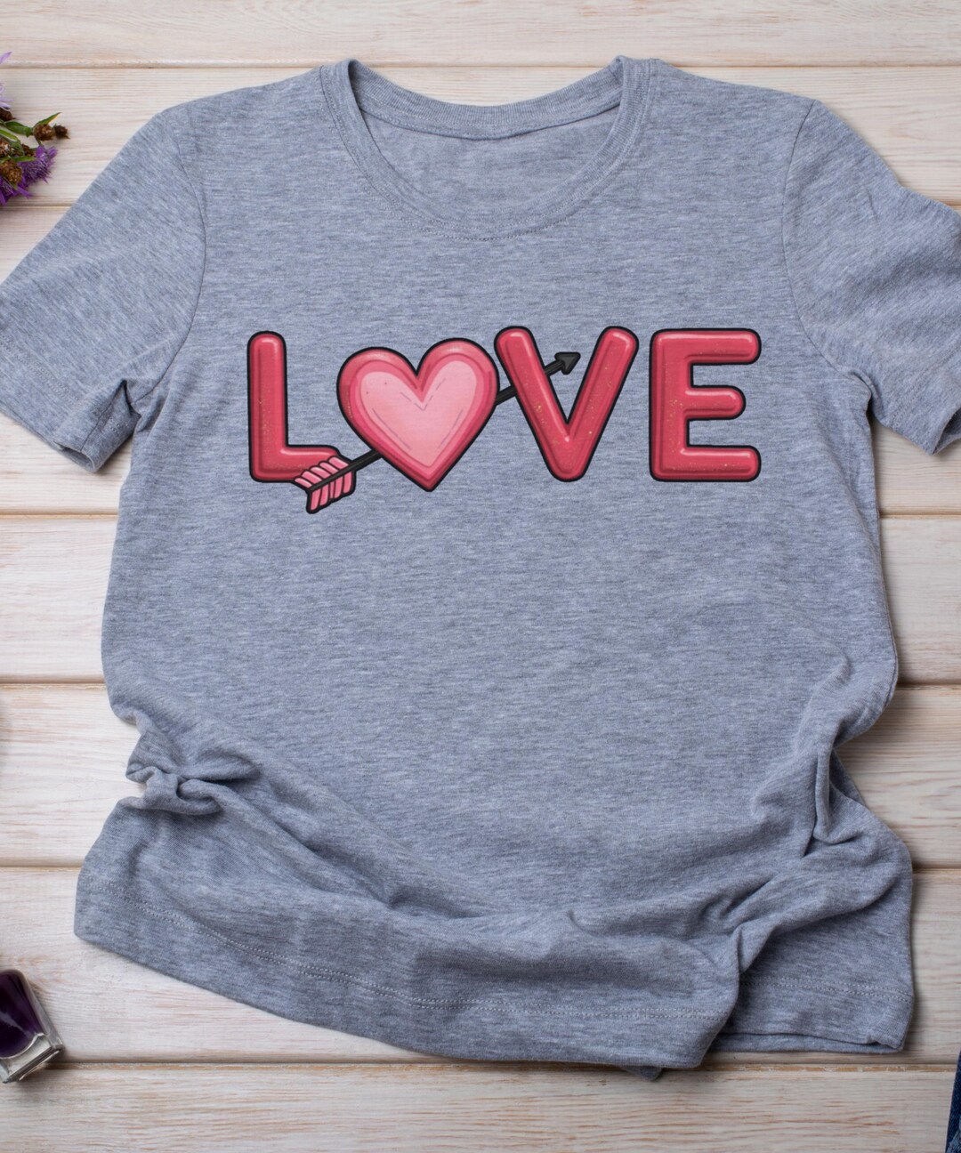 Valentine's Day LOVE Design - Pink Heart & Arrow PNG for T-shirts ...