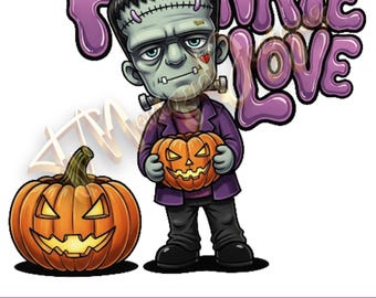 Niedliche Chibi-Frankenstein-Cliparts | Halloween-PNG für T-Shirts (Digital)