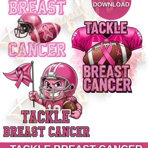 Tackle Breast Cancer PNG | Pink Football Helmet Ribbon Awareness Design | Breast Cancer Graphic