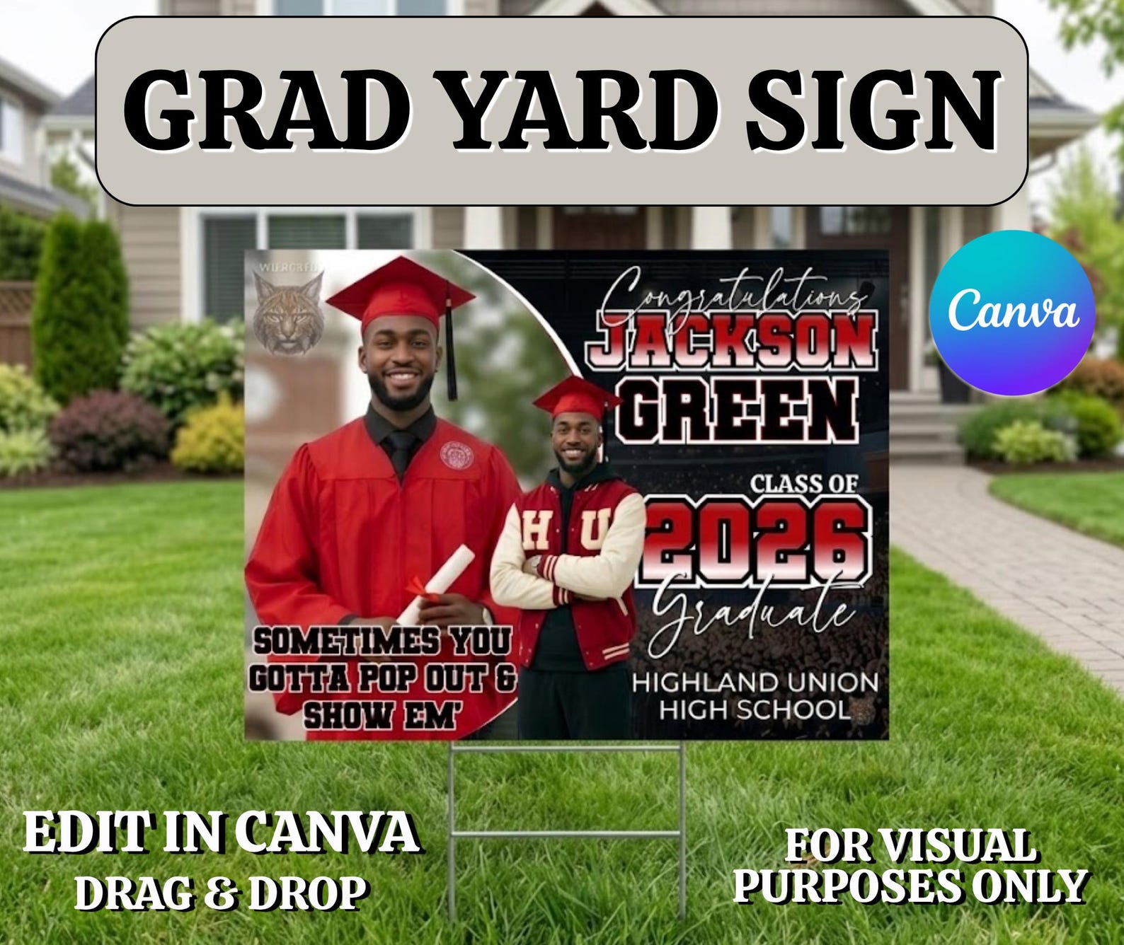 Graduation Yard Sign Template | Senior Photo Collage (digital Download ...