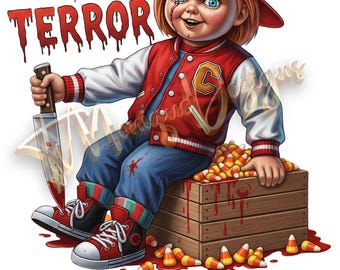 Chucky Halloween PNG: Urban Horror "Trick or Terror" Design (Digital Download)