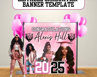 Customizable Graduation Banner Template | Keepsakes | PDF Templates  | Instant Download | Class of 2025
