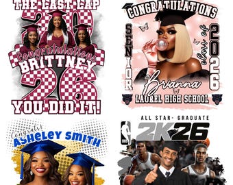 4 Customizable Graduation T-Shirt Templates | Senior 2025 Shirt Designs | DIY Grad Shirts Canva Editable | Instant Download