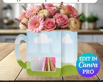 Modèle de boîte à tasses pour la Fête des Mères – Présentoir cadeau 3D, personnalisable (téléchargement numérique)