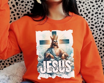 Jesus Is King Watercolor PNG: Christian Apparel Design (Digital Download)