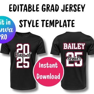 Anpassbare Abschluss-T-Shirt-Vorlagen | Senior 2025 Shirt Designs | DIY Grad Shirts Canva Bearbeitbar