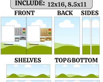 Maquettes de boîte-cadeau de distributeur automatique de billets | Glisser-déposer | Toile modifiable (téléchargement numérique)