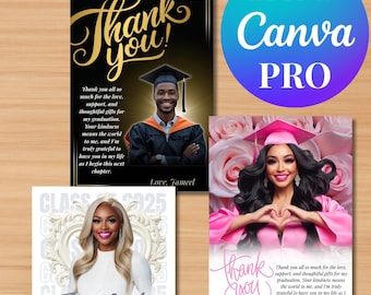 Customizable Graduation Thank You Cards Template | Class of 2025 | Appreciation Cards | Instant Download