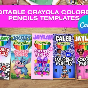 Back to School Colored Pencil Label Template – Editable in Canva - Instant Download