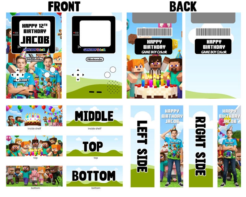 Gameboy Gift Box Template | Canva Template | Editable | Instant Dowload ...