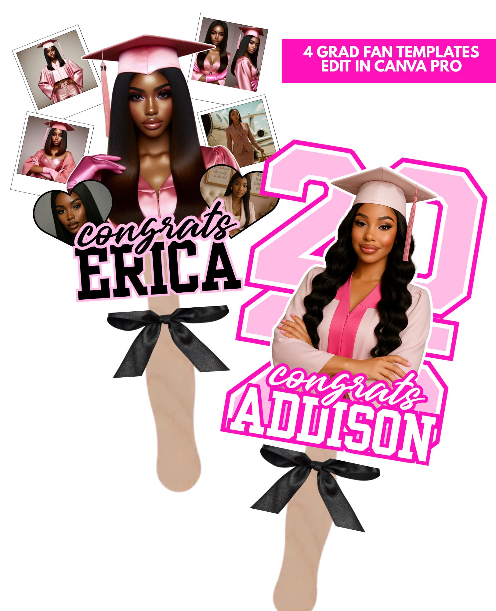 Editable Graduation Fan Template: DIY Ceremony Favor (editable in Canva ...