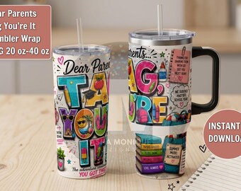 Ensemble de gobelets pour professeur drôles | 20 oz et 40 oz PNG | Téléchargement instantané