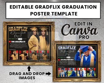 de Affiche de remise des diplômes de Gradflix | Collage parodique Netflix (téléchargement numérique)