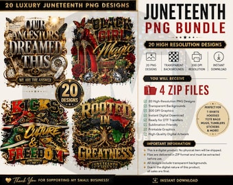 Lot PNG du 10 juin | 20 designs de luxe de la culture noire (téléchargement numérique)