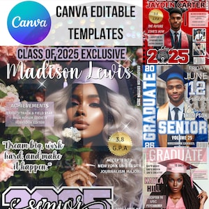 Custom Graduation Magazine Cover Template: Class of 2025 (Digital Download)