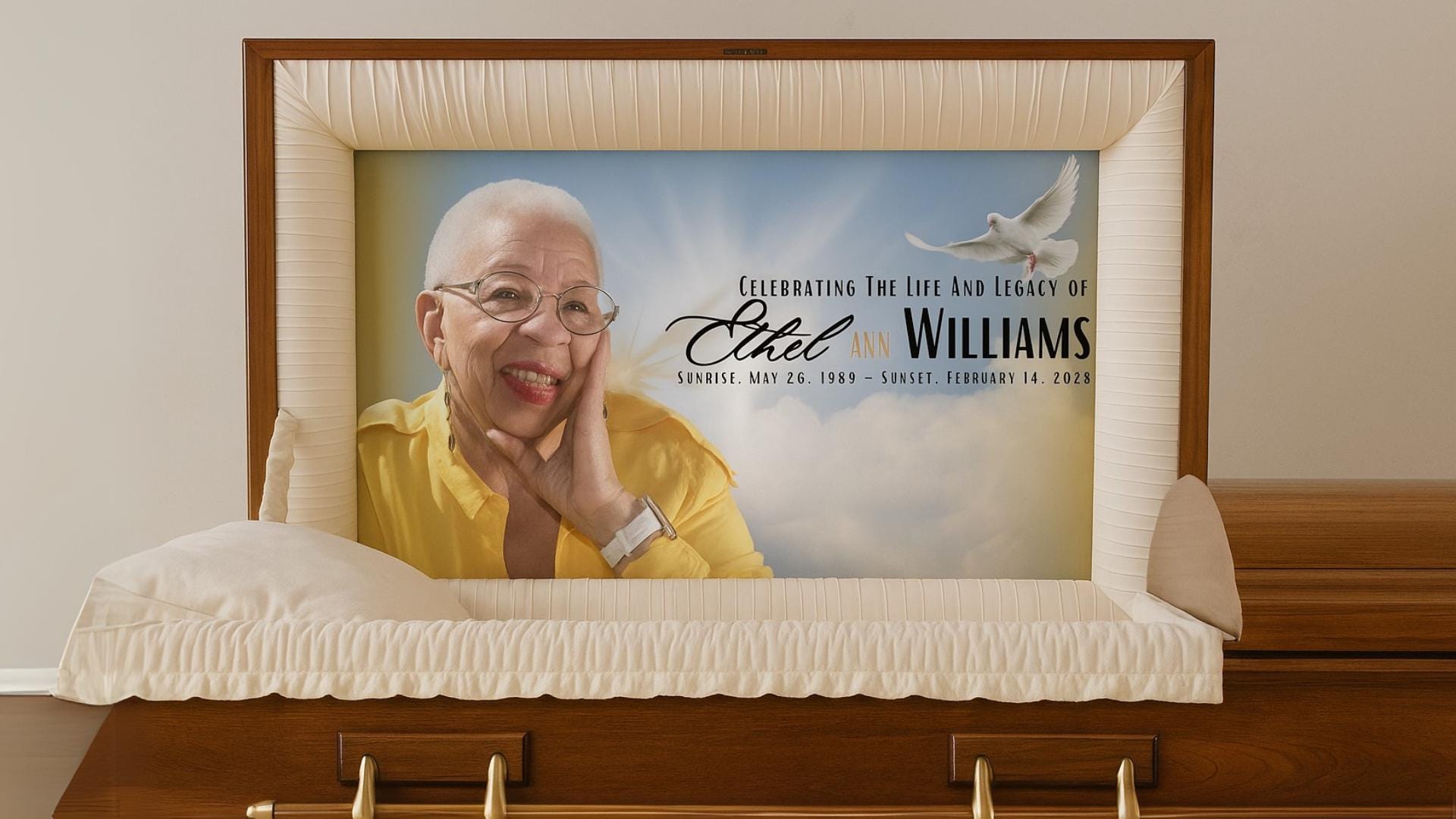 Memorial Canva Editable Casket Panel, Drag and Drop Photo, Instant Download