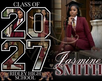 Class of 2027 Graduation Yard Sign Template | Senior Photo Collage (Digital Download)