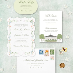 Hand Painted Custom Wedding Invitations | Save the dates, Wedding Menus, Welcome signs, Bar Signs | Custom Watercolor Wedding suite