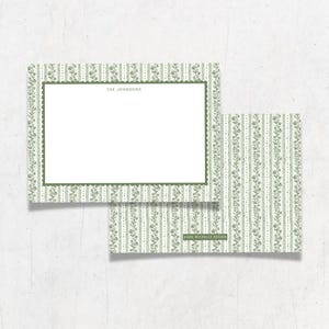 Aangepast briefpapier, aangepaste notitiekaarten, gepersonaliseerd, gepersonaliseerd briefpapier, groene bloemenprint, tuinprint, bedankkaarten bruiloft