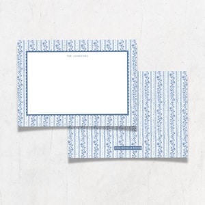 Benutzerdefinierte Briefpapier, benutzerdefinierte Grußkarten, personalisiert, personalisiertes Briefpapier, blauer Blumendruck, Küstendruck, Hochzeit Dankeskarten