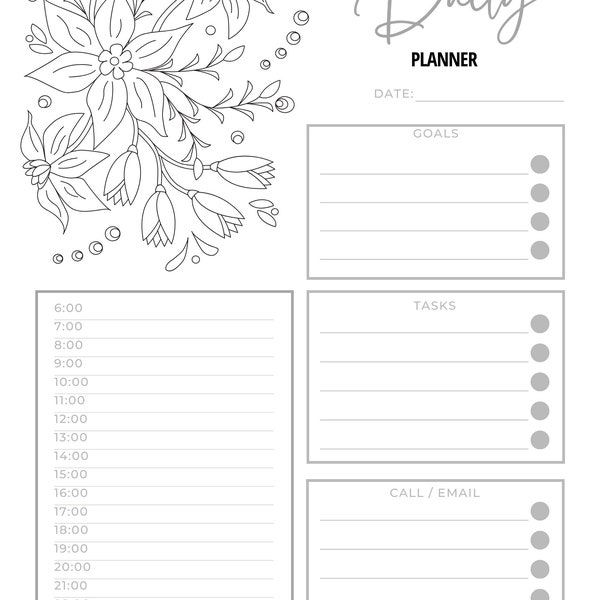 Daily Planner I Coloring Planner I Downloadable I Digital