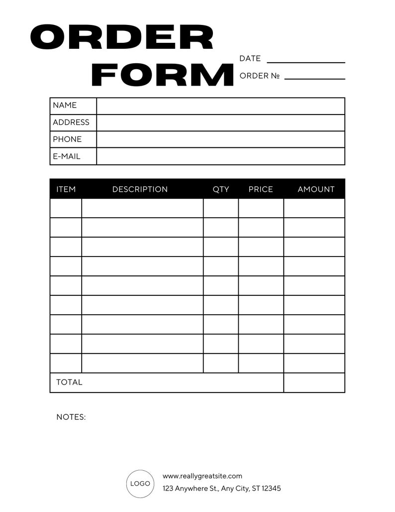 Order Form I Digital I Printable I Template I - Etsy Australia