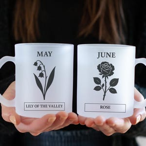 Birth flower cold cup, Birth flower coffee mugs, Glass mug name floral, Flower birthstone mug, Birthday flower coffee mugs, Frosted mug gift