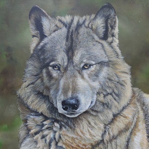 Wolf- Original Acrylic Painting on Wood box panel