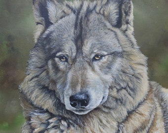 オオカミ　アクリル画　原画 値下げ 原画 狼 オオカミ 絵画 動物画 アクリル画 現代アート 一点物