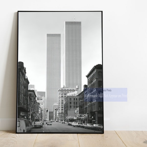 Twin Towers New York Vintage Black & White Photo 1978  - World Trade Center NYC Skyline - Historic Manhattan Photography Print