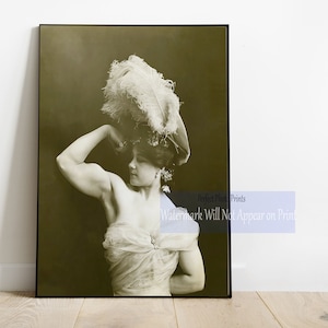 Vintage Circus Performer - Laverie Vallee Strong Woman Trapeze Artist Photo Print - Wall Decor, Sepia Photo Print, Giclée Fine Art Print