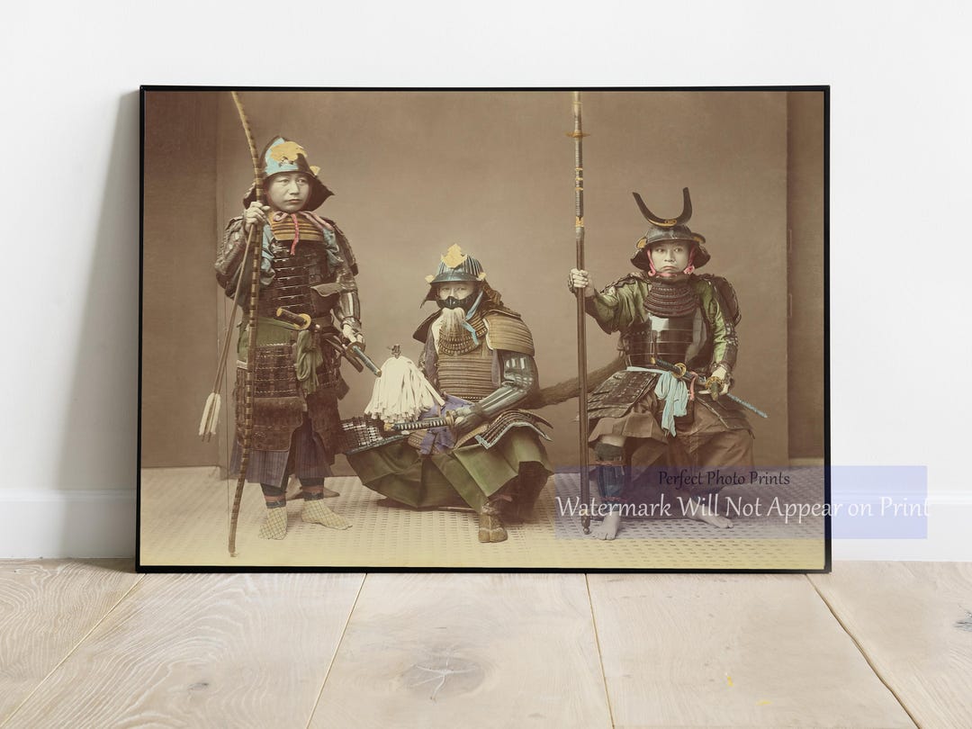 Japanese Samurai Warriors Albumen Photo Print - 1890s Vintage ...