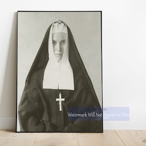 Gothic Nun with Crucifix Photo Print - Vintage Early 1900s Ecclesiastical Art - Religious - Antique Convent Photo - Giclée Fine Art Print