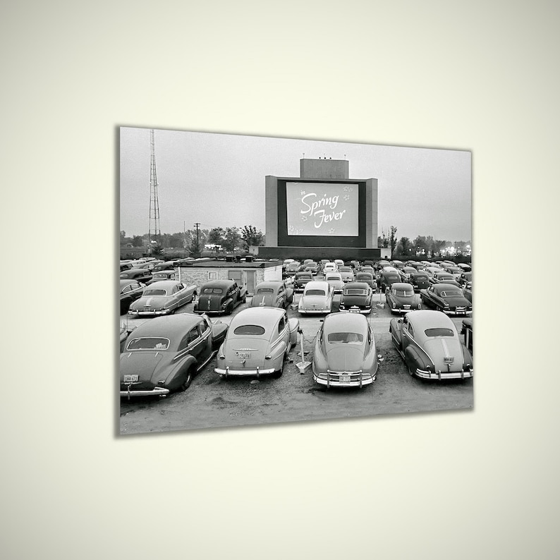 Drive In Movie Night Classic 1940s Drive-in Movie Night Photo Print - Vintage Car at the ...