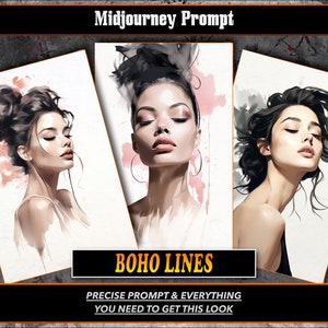 Boho Lines Midjourney Prompts, AI Art, Midjourney Prompt, Midjourney AI Art, Learn Midjourney, Digital Art, AI Generate, Art Print