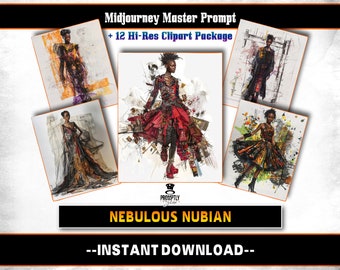 Nebulous Nubian Midjourney Prompts AI Art | Midjourney Prompt | Midjourney AI Art, Learn Midjourney | Digital Art, AI Generate, Art Print