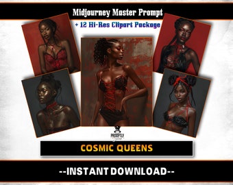 Cosmic Queens Midjourney Prompts AI Art | Midjourney Prompt | Midjourney AI Art, Learn Midjourney | Digital Art, AI Generate, Art Print