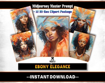 Ebony Elegance Midjourney Prompts AI Art | Midjourney Prompt | Midjourney AI Art, Learn Midjourney | Digital Art, AI Generate, Art Print